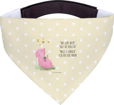 Produktbild von Mr. & Mrs. Panda Tuch Schwein Glück - Gelb Pastell - Geschenk, Motivation, Lustige Sprüche, Hundehalstuch, Halstuch, Hund, Hunde, Für, Ziele, Sterne, Träume