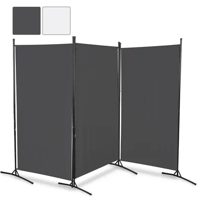 Zdjęcie produktu dla Parawan – przegroda do pomieszczenia – ścianka działowa – ciemnoszary – składany – 180x180 cm