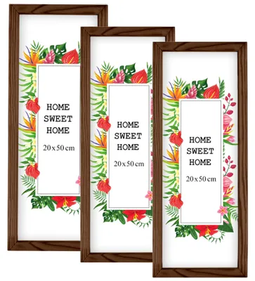 Obrázok produktu pre Sada 3 hnedých obrazových rámov MG Design, rozmer 20 x 50 cm – vyrobené z prírodného dreva s akrylovým sklom, vhodné na zavesenie aj na postavenie, pre fotografie, plagáty a puzzle