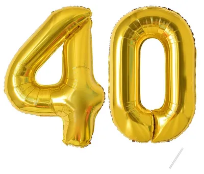 Geburtstagsballon Nummer 40, Gold, Folie, 101 cm, Helium