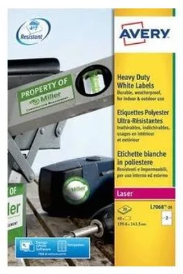 Image de Étiquettes laser Avery Heavy Duty, blanches, laser