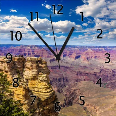 Produktbild von Wallario Design Wanduhr Felsenschlucht im Grand Canyon Park Arizona aus Echtglas, Größe 30 x 30 cm