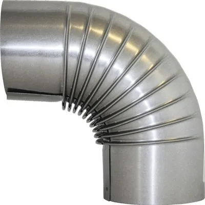 Produktbild von BERTRAMS 030110, Eckstück Schornsteinrohr, Silber, Stahl, 400 °C, 90°, 12 cm