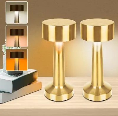 Obrázek produktu pro CJBIN - balení 2 zlatých stolních lamp, dotyková stmívatelná noční lampa, zlatá, USB dobíjecí bezdrátová LED lampa ložnice, obývací pokoj, restaurace,