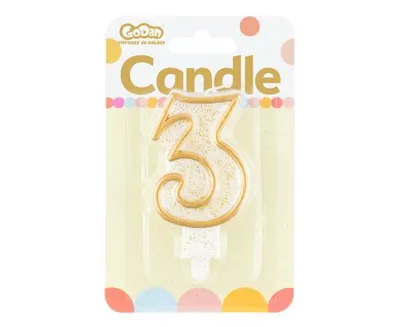 Produktbild von B&C Kerze Zahl 3 Goldkontur 1 Packung
