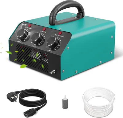 Image de Générateur d'ozone 60 000 mg/h - Purificateur d'air à ozone - Pour la maison et la cave - Minuterie de 120 minutes - Élimine la moisissure et la fumée - Vert
