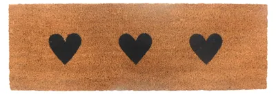 Immagine prodotto di Zerbino Relaxdays in fibra di cocco, con cuori, 75x25 cm, zerbino da ingresso stretto, per interni ed esterni, antiscivolo, resistente alle intemperie, colore naturale/nero