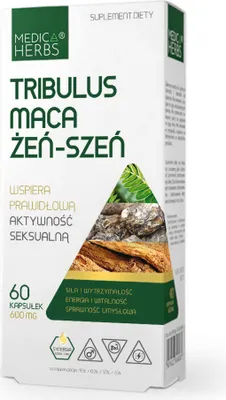 Productafbeelding van MEDICA HERBS Tribulus, Maca, Ginseng, 60 capsules.
