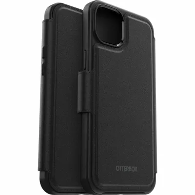 Produktbild von OtterBox Tasche (Folie) Apple iPhone 14 Plus Smartphone, Karte(n), Bargeld, Kreditkarte - Schwarz - Synthetikleder, Magnet Körper - Robuster Rahmen - 165,9 mm Höhe x 80 mm Breite x 15 mm Tiefe