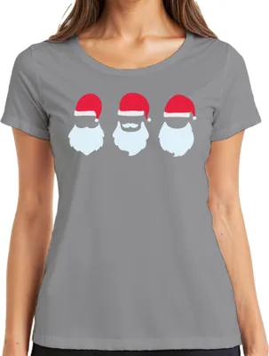 Produktbild von Drei Weihnachtsmänner Santa Klaus - Weihnachten Weihnachtsgeschenk Christmas Damen T-Shirt, Grau, XXL