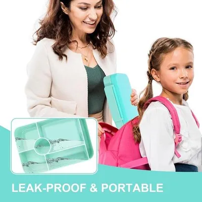 Image de Boîte à bento pour enfants, 1 050 ml, 5 compartiments, étanche, passe au micro-ondes et au lave-vaisselle