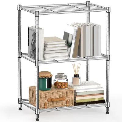 Immagine prodotto di Scaffale portaoggetti in metallo - 3 ripiani - Ripiani regolabili - 30 x 45 x 67,1 cm - Cromato