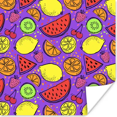 Produktbild von MuchoWow® Poster Zitrone - Farben - Lila 50x50 cm - Wohnzimmerdekoration