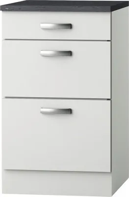 Produktbild von Optifit Auszugunterschrank Lagos286 BxTxH 50 x 60 x 84,8 cm weiß glänzend zerlegt Anschlag reversibel KULG U536-9+