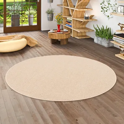 Produktbild von Teppich Hochflor Shaggy Cottage Beige Rund, Größe:160 cm Rund