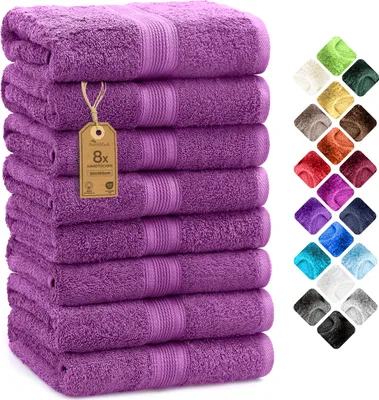 Produktbild von Frottier Handtücher 8er Pack 50x100cm, 100% Baumwolle, Lila