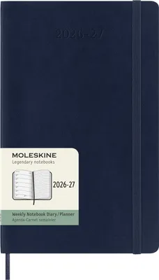 Produktbild von Moleskine 18 Monate Wochen Notizkalender 2026/2027, Large/A5, 1 Wo = 1 Seite, rechts linierte Seite, Weicher Einband, Saphir
