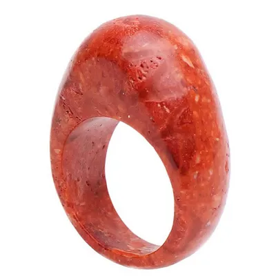Produktbild von Ring aus echter Koralle Schaumkoralle mit Wölbung massiv Korallenring Damen