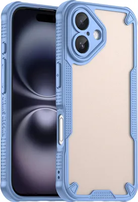 Produktbild von Schutzhülle für iPhone 16, transluzente matte Rückseite, TPU Bumper Case Blau