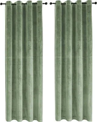 Produktbild von Vorhang 2er Set Ösen Lindgrün Verdunkelung 140x245 cm Samt weich Gardine
