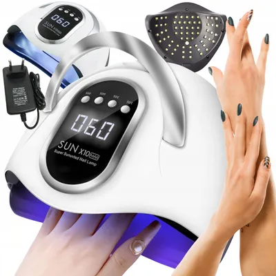 Zdjęcie produktu dla Profesjonalna lampa do paznokci hybrydowych, żelowych i UV/LED, Sun X10 Max LCD z uchwytem, 280 W