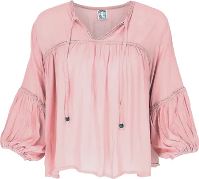 Produktbild von Luftige Boho Bluse, Maxibluse mit Spitze - Rosa, Damen, Pink, Viskose, Blusen & Tunikas