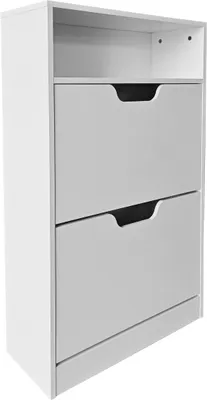 Produktbild von Relaxdays Schuhschrank mit Ablage, HBT: 102x60x24 cm, für 8 Paar, 2 Klappen, Flur, schmaler Schuhkipper, modern, weiß