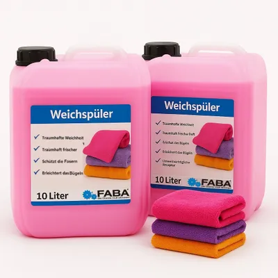 Produktbild von Weichspüler ROSE, 2 x 10 Liter inkl. Auslaufhilfe.