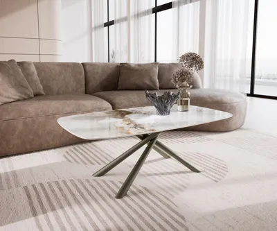 Produktbild von DELIFE Couchtisch Edge Boot 120x70 cm Keramik Minas Melange Sarity Metall Effektfinish Titan
