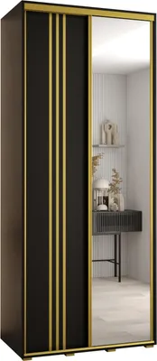 Produktbild von MEBLE KRYSPOL Davos 7 Schrank, zwei Türen - 235,2x100x60 cm - Schwarz Schwarz Gold