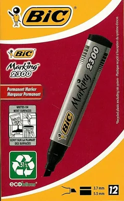 Obrázek produktu pro BIC Marking 2300 - Schwarz - Meißel - Schwarz - Grau - 3,1 mm - 5,3 mm - Karton - Glas - Metall - Papier - Kunststoff