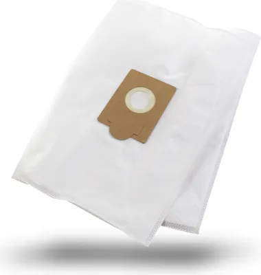 A white vacuum cleaner bag folded, casting a shadow on a white surface.