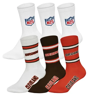 Produktbild von NFL Uni Socken, 6er Pack - NFL Teams, 6Pack Crew Socks, Football, Logo, Baumwollmischung Cleveland Browns/Weiß 43-46