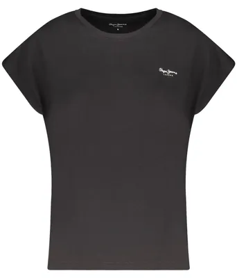 Image de T-shirt noir durable pour femme avec imprimé – manches courtes et col rond