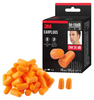 Produktbild von 3M™ Gehörschutzstöpsel - Weichschaum - SNR-Wert 35 dB - Orange - 30 Paar / 60 Stück