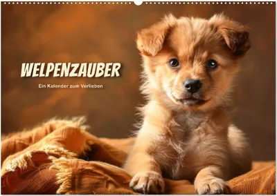 Produktbild von Welpenzauber: Ein Kalender zum Verlieben (Wandkalender 2025 DIN A2 quer), CALVENDO Monatskalender