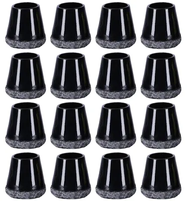 Produktbild von Stoelpootschoner 16 Stück - schwarze Silikon- und Filzschutzkappen
