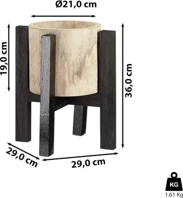 Obrázek produktu pro Květináč na podstavci s fóliovou vložkou - dřevěný květináč (29 x 36 cm) pro vnitřní i venkovní použití
