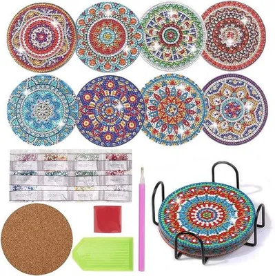 Image de Lot de 8 sous-verres réutilisables multicolores à faire soi-même