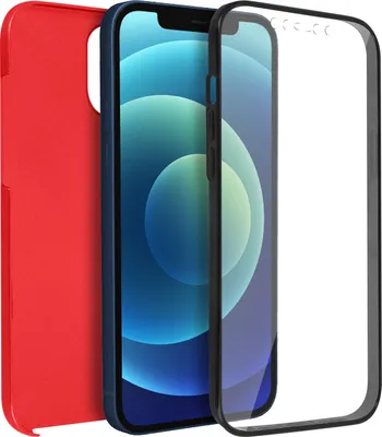 Image de Avizar, coque de protection pour l'avant et l'arrière de l'Apple iPhone 12 / 12 Pro, couleur rouge