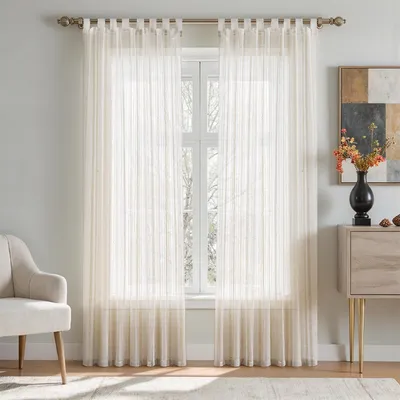 Vorhänge mit Schlaufen, 2er-Set, 225x140 cm, beige, Polyester