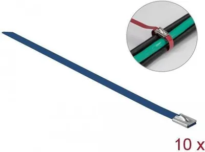 Immagine prodotto di DELOCK Edelstahlkabelbinder L 400 x B 7,9 mm blau 10 Stück