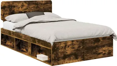 Produktbild von vidaXL Bettrahmen Geräucherte Eiche 120 x 200 cm Massives Kiefernholz