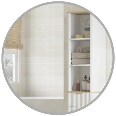 Produktbild von HOMCOM Wandspiegel, 61 x 61 cm Badspiegel mit Alurahmen für Bad, Silber