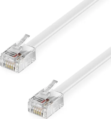 Produktbild von deleyCON 0,5m Telefonkabel RJ11 Modularkabel 6P4C Westernkabel RJ11 auf RJ11 Stecker Flachkabel Telefondose Modem Router Fax ISDN DSL VDSL Internet Weiß