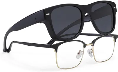 Zdjęcie produktu dla Okulary przeciwsłoneczne polaryzacyjne – do noszenia na okularach korekcyjnych – idealne do jazdy samochodem i aktywności na świeżym powietrzu – ochrona UV400 – szerokość 156 mm – kolor czarny