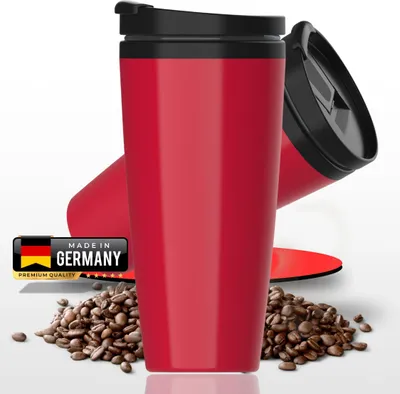 Produktbild von Kaffeebecher to go - Thermobecher auslaufsicher 350ml für Kaffee & Teeliebhaber - BPA-freier Doppelwandiger Isolierbecher  Germany - standard-rot