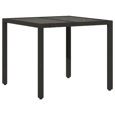 Immagine prodotto di Tavolo da Giardino Piano in Vetro Nero 90x90x75 cm Polyrattan