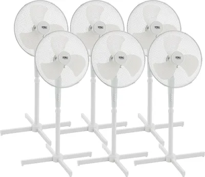 Produktbild von 6x BURI Leiser Standventilator 57 dB | Höhenverstellbar 105-122 cm | 3 Stufen | 80° Oszillation | Ø 40 cm | 40W energiesparend | Neigungswinkel einstellbar | Silent-Ventilator weiß