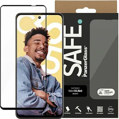 Produktbild von PanzerGlass SAFE. by ® Displayschutz Realme 11 5G | C55 | Ultra-Wide Fit, Realme, Realme - C55, Trockene Anwendung, Kratzresistent, Schockresistent, Transparent, 1 Stück(e)